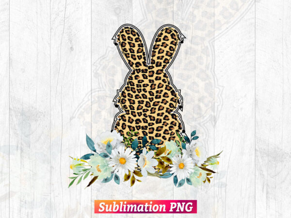 PNG File Easter Bunny PNG Image Leopard Floral Bunny Design Easter sublimation design Sublimation Designs Downloads