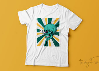 Eye poped skull art t shirt design for sale