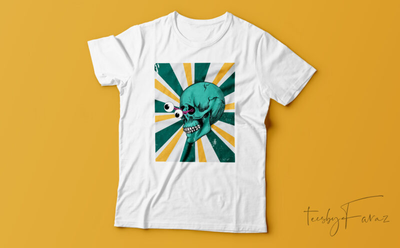 Eye poped skull art t shirt design for sale