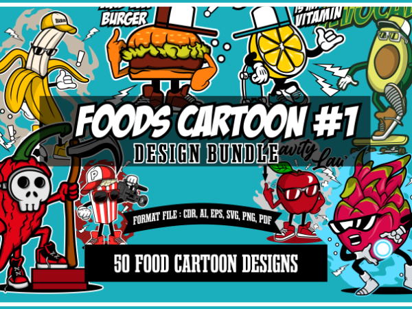 50 foods cartoon bundle part 1