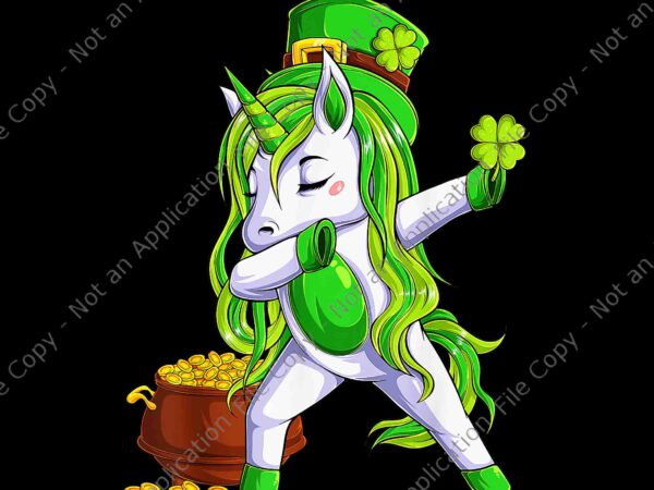 Unicorn wear leprechaun hat dabbing hold clover st patrick’s png, unicorn patrick day png, st. patrick day png t shirt vector graphic