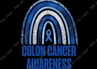 Colon Cancer Awareness Blue Ribbon and Rainbow New Awareness Png, Colon Cancer Awareness Png, Blue Ribbon and Rainbow Png t shirt vector file