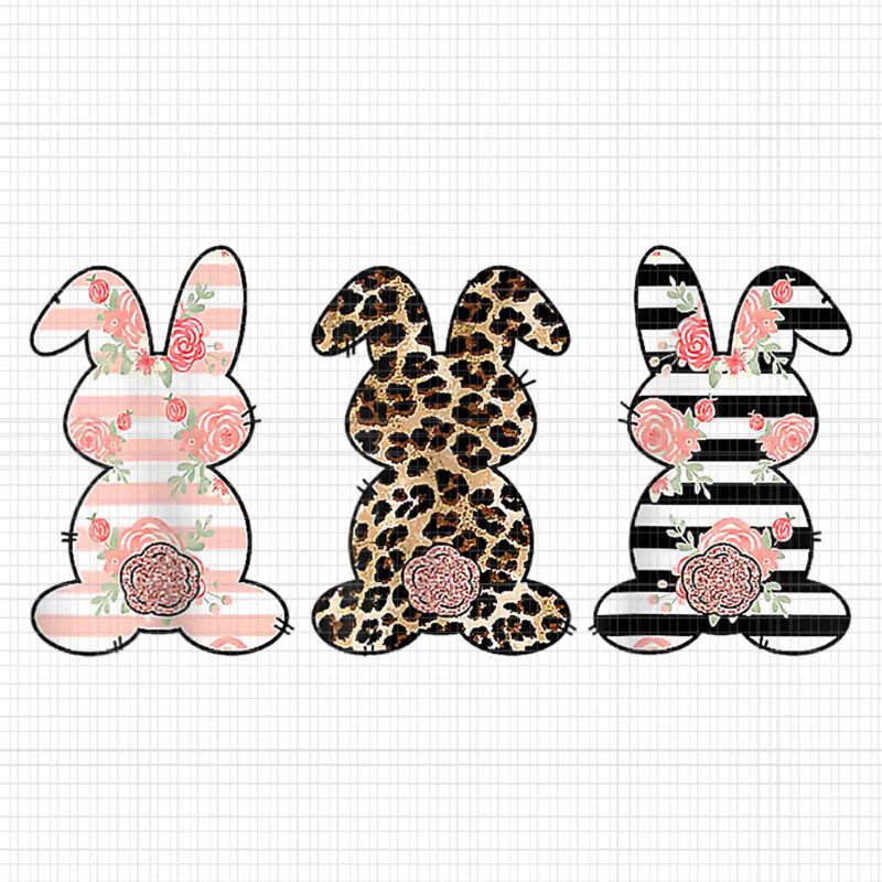 Leopard Easter Bunny Rabbit Trio Cute Easter Day Png, Leopard Easter Bunny Rabbi Png, Easter Day Png,