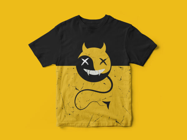 Naughty devil face emoticon, t-shirt design