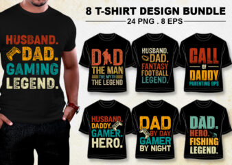 Father’s Day Dad Papa T-Shirt Design Bundle