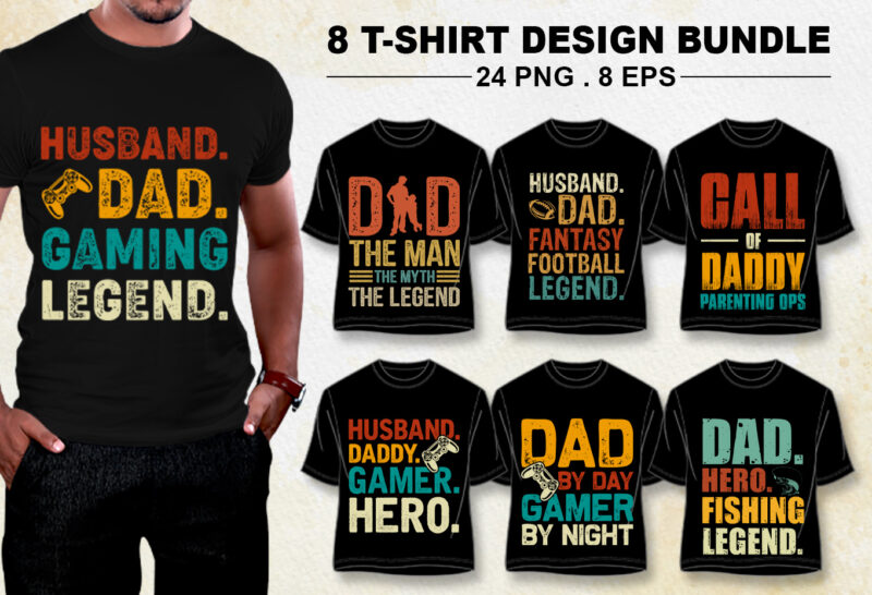 Father’s Day Dad Papa T-Shirt Design Bundle