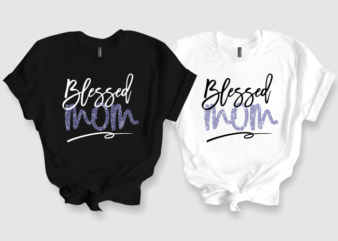 Women’s Blessed Graphic Short Sleeve T-Shirt, Blessed Mom Graphic T-shirts