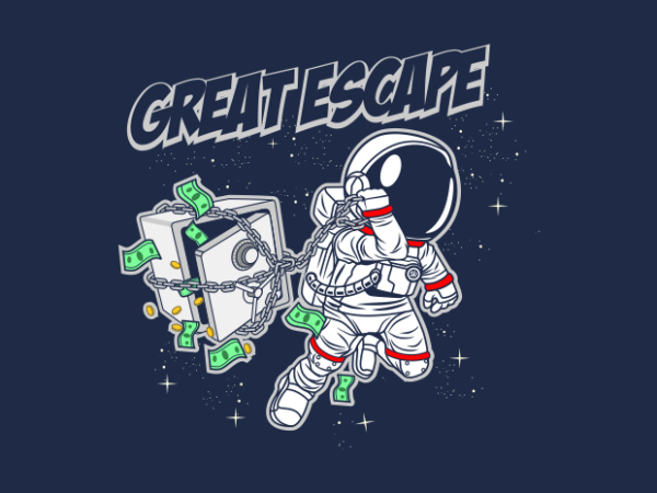 Great escape astronaut cartoon t shirt design template