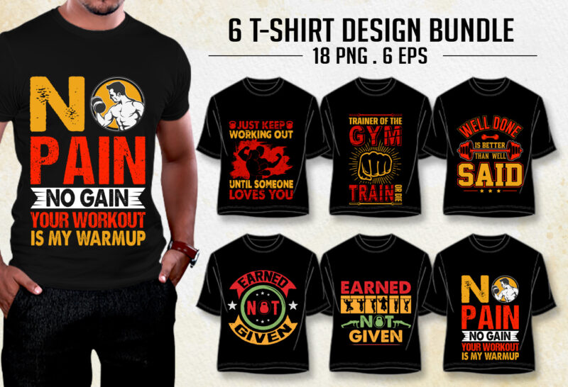 GYM Fitness T-Shirt Design Bundle