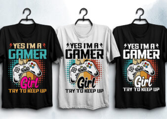 Gamer Girl T-Shirt Design PNG EPS