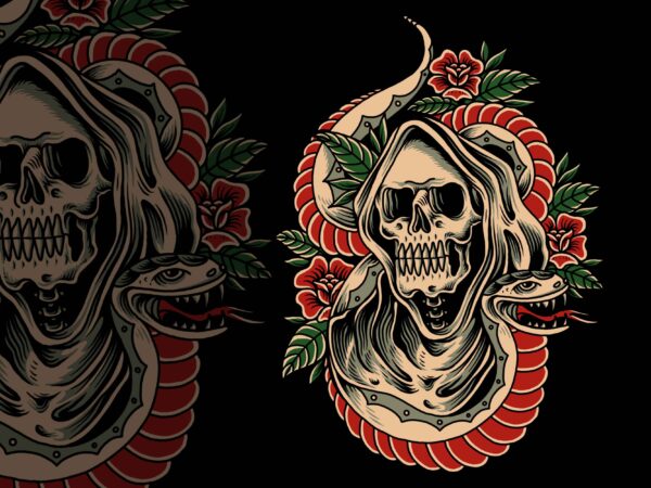 Grim reaper illustration for t-shirt