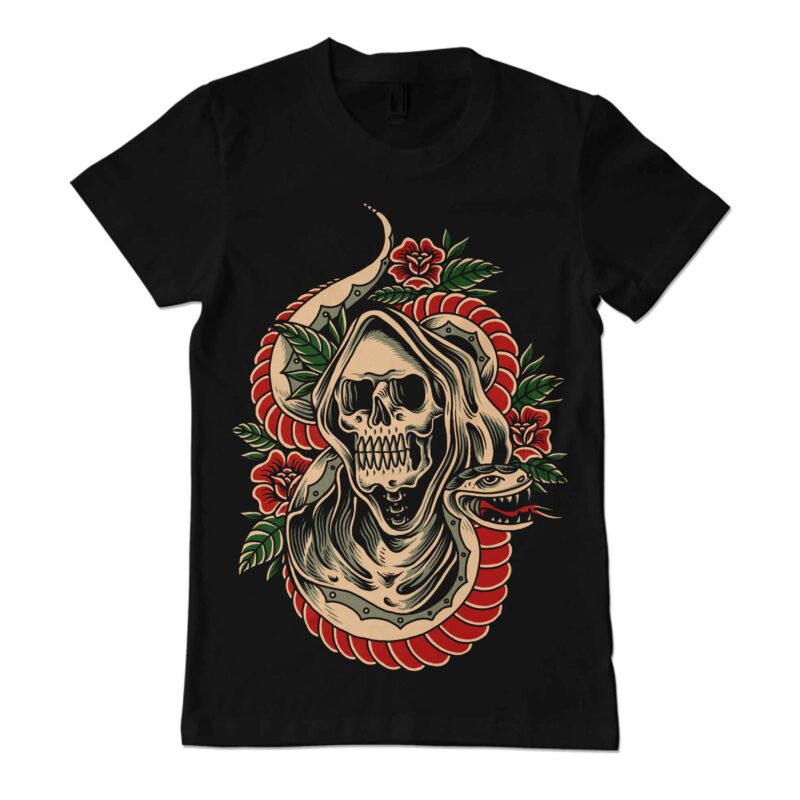 Grim reaper illustration for t-shirt