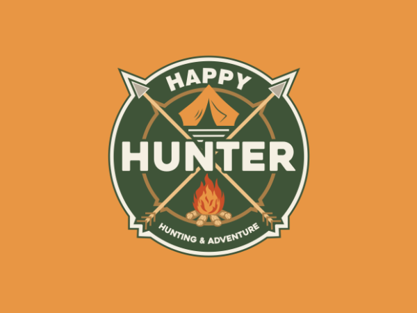 Happy hunter badge graphic t shirt