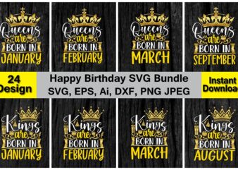 Happy Birthday PNG & SVG Vector 24 t-shirt design bundle, for best sale t-shirt design, trending t-shirt design, vector illustration for commercial use