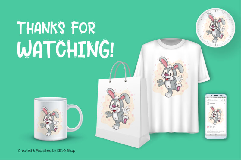 Happy Easter Bunny. T-Shirt, PNG, SVG.