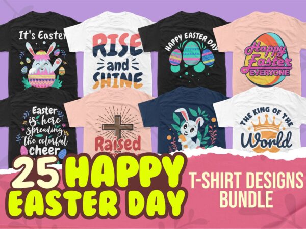 Happy easter day t-shirt designs bundle, cute easter day vector, easter day greetings
