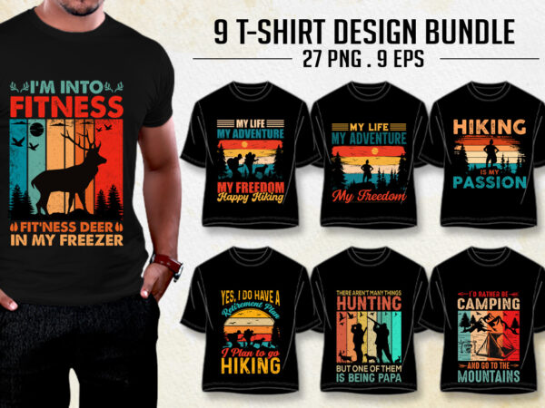 Hiking hunting t-shirt design bundle Hiking hunting t-shirt design bundle