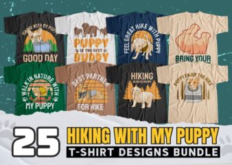Hiking with my puppy t shirt designs bundle, Hiking with my dog design for t shirt, Camping bundle, Hiking t shirt design