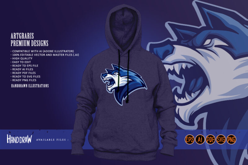 Wolf head blue logo mascot