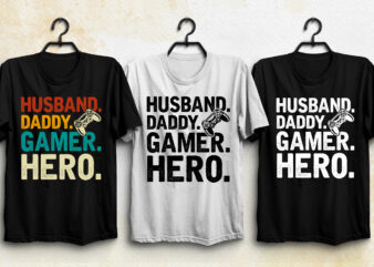 Husband Daddy Gamer Hero T-Shirt Design