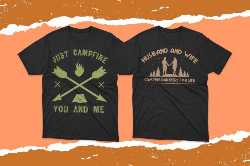 husband and wife camping t shirt designs