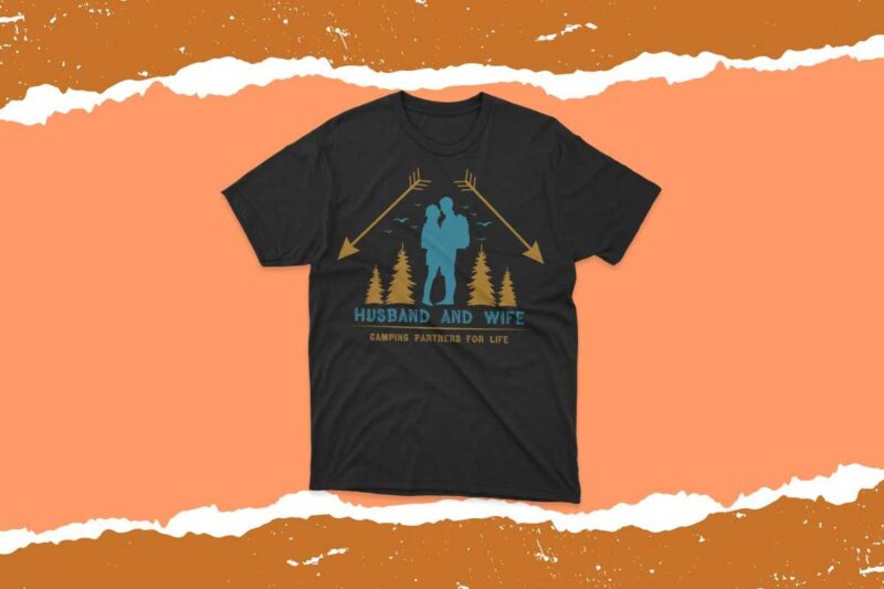 husband and wife camping t shirt designs