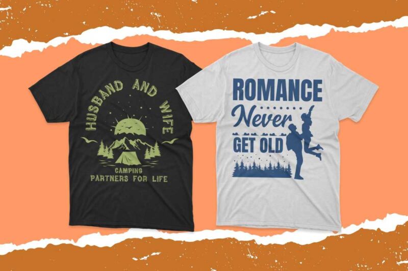 husband and wife camping t shirt designs