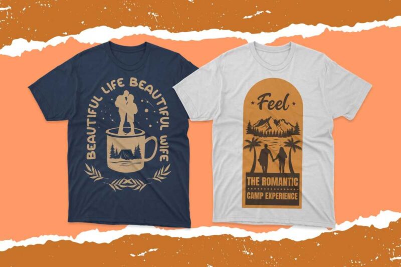 husband and wife camping t shirt designs