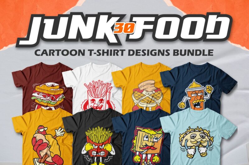 junk food cartoon t-shirt designs