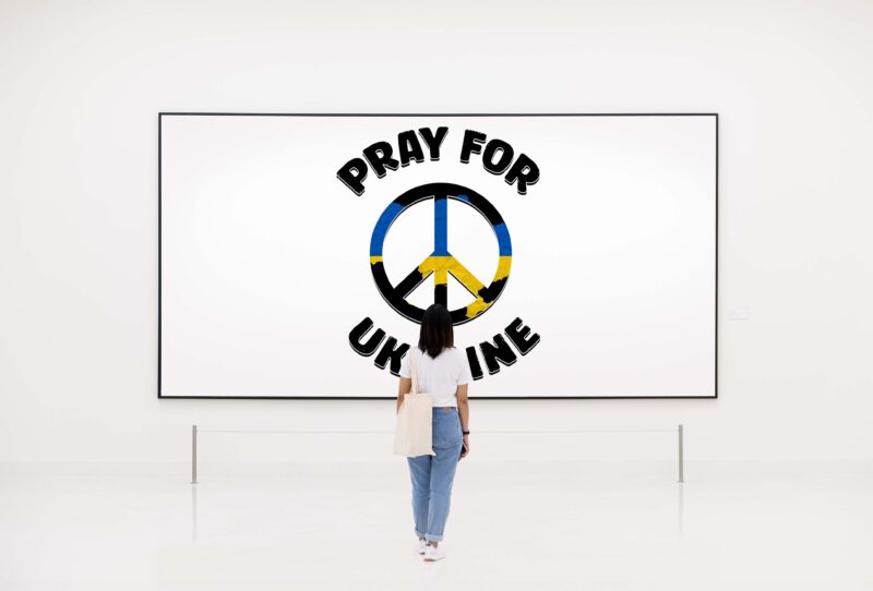 Pray For Ukraine Peace Symbol Tshirt Design