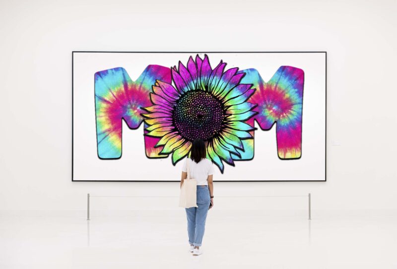 Mom Sunflower Rainbow Color Tshirt Design