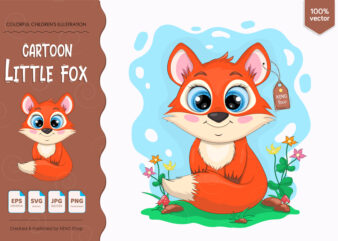 Little cartoon FOX. T-Shirt, PNG, SVG.