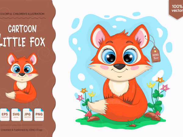 Little cartoon fox. t-shirt, png, svg.
