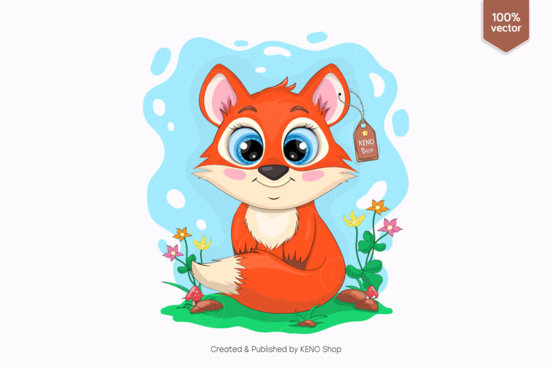Little cartoon FOX. T-Shirt, PNG, SVG.