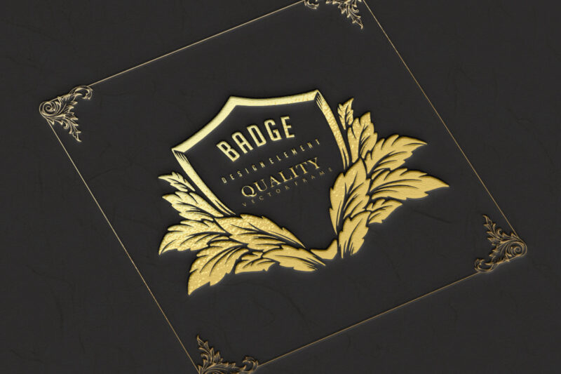 Classic badge shield floral elements