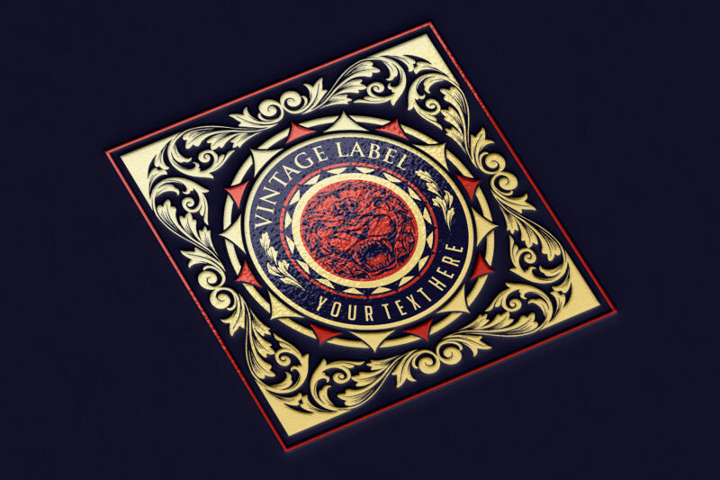 Luxury vintage label template with lion head