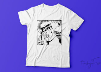 Loner | Woman face art t shirt design for sale