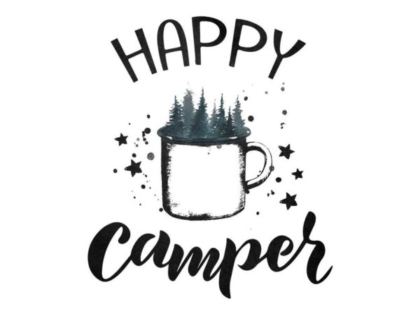 Happy camper mountain cup tshirt design