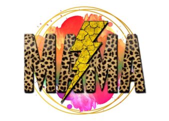 Mama Leopard Lightning Tshirt Design