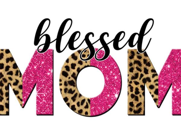 Leopard pink blessed mom tshirt design