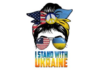 Messy Bun I Stand With Ukraine Tshirt Design
