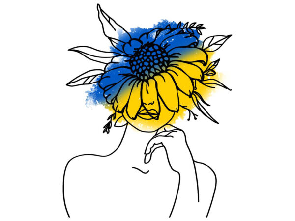Ukraine sunflower face girl tshirt design
