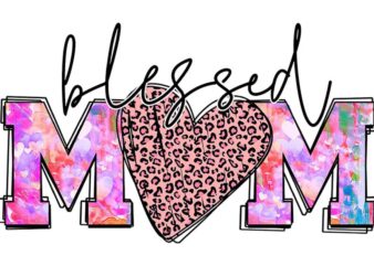 Blessed Mom Leopard Heart Tshirt Design