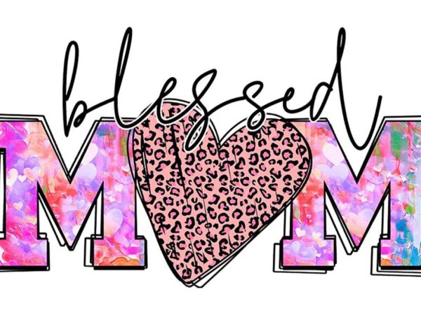 Blessed mom leopard heart tshirt design