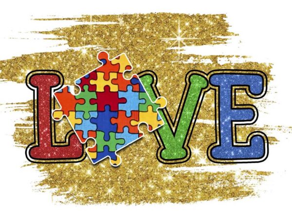 Love autism puzzle bling tshirt design