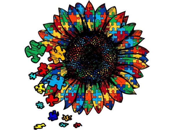 Autism sunflower puzzle tshirt design