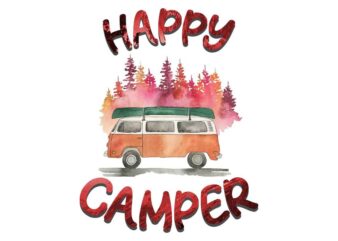 Happy Camper Camping Car Tshirt Design