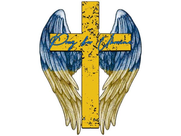 Cross wings pray for ukraine tshirt design