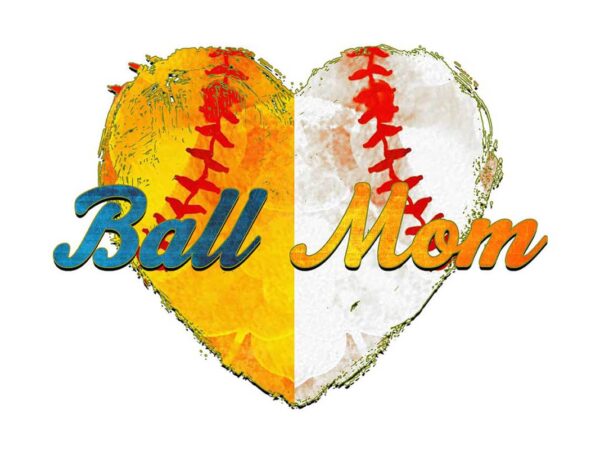 Ball mom heart tshirt design