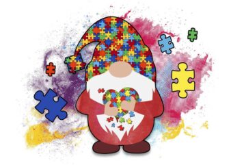 Gnome Holding Autism Puzzle Tshirt Design